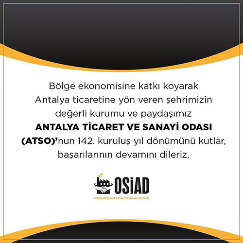 ATSO 142. KURULUŞ YILI KUTLU OLSUN